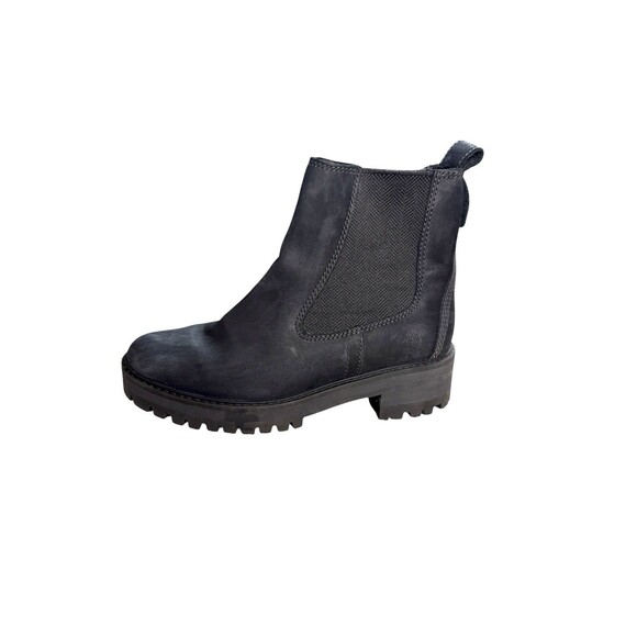 Timberland Courmayeur Chelsea Boots Black Nubuck Leather 7.5 Lug Sole Trendy - Picture 5 of 9